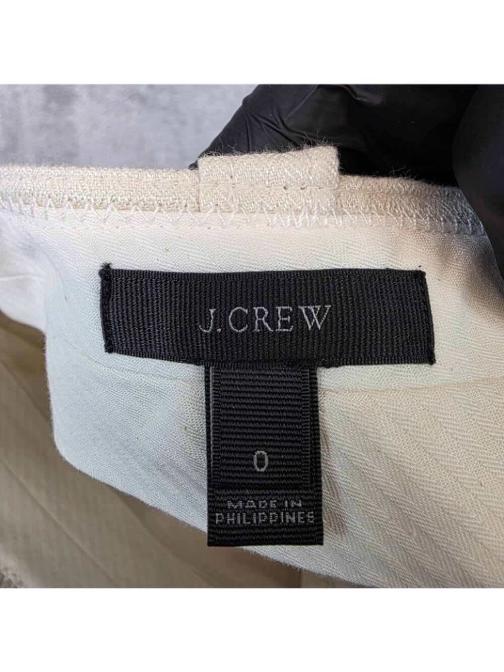 J Crew Skirt Womens 0 Cream Linen Pencil Knee Length Pockets Lined Zip Office - Picture 3 of 10
